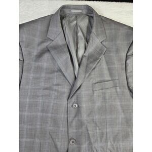 Mantoni Blazer Mens 46L Gray Plaid Super 140s Wool Sport Coat Italy 3 Button